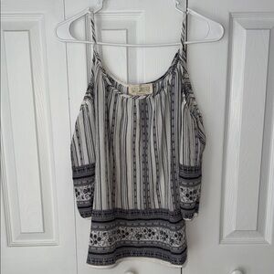 Sweet Wanderer Black and White Patterned Off-Shoulder Shirt